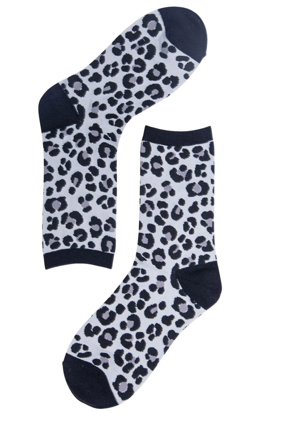 Grey & Black Leopard Print Socks