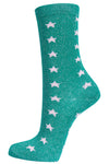 Green & Pink Star Glitter Socks