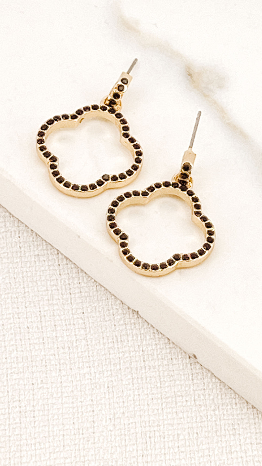 Envy Gold & Black Large Clover Earrings
