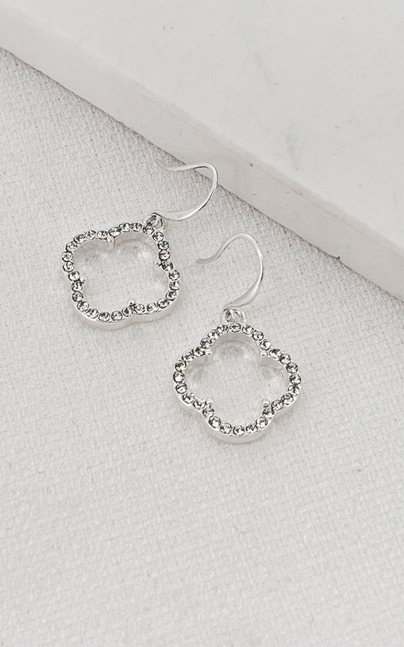Envy Silver & Crystal Clover Earrings