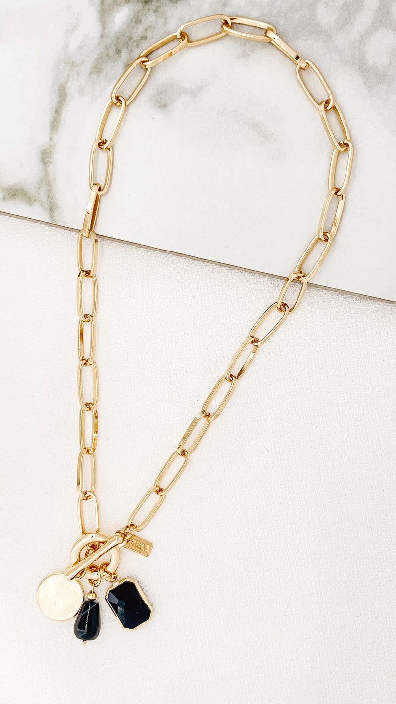 Envy Gold & Black Pendant Necklace