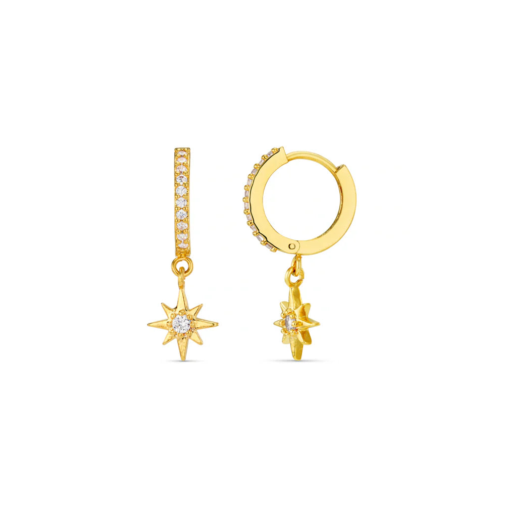Orelia Pave Starburst Huggie Hoops
