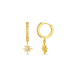 Orelia Pave Starburst Huggie Hoops