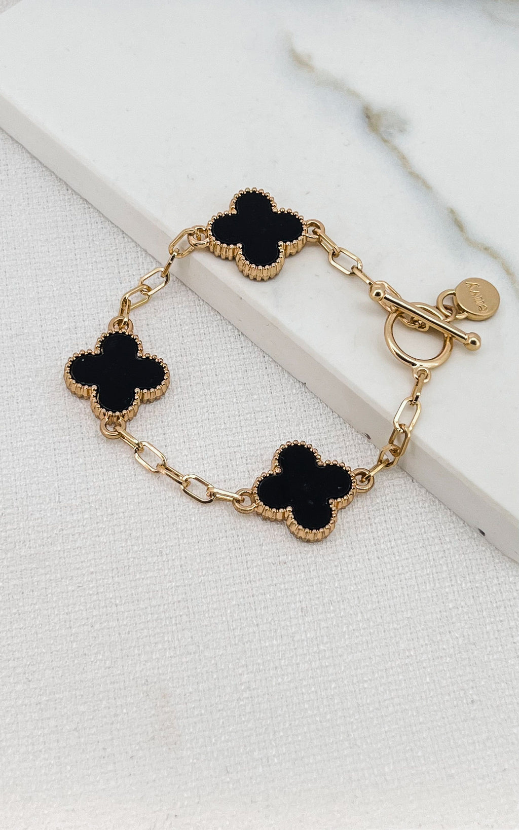 Envy Gold & Black Clover T-bar Bracelet
