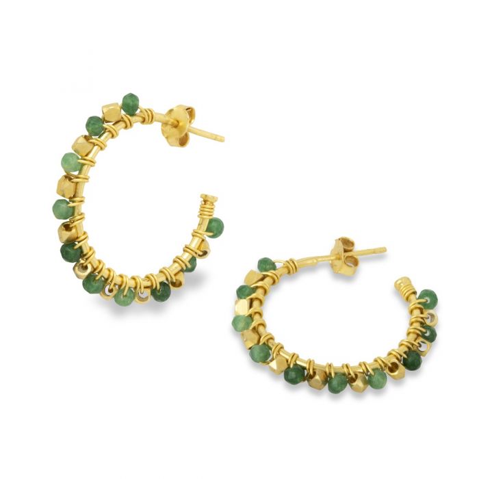 Ashiana Mini Riva Green Jade Earrings