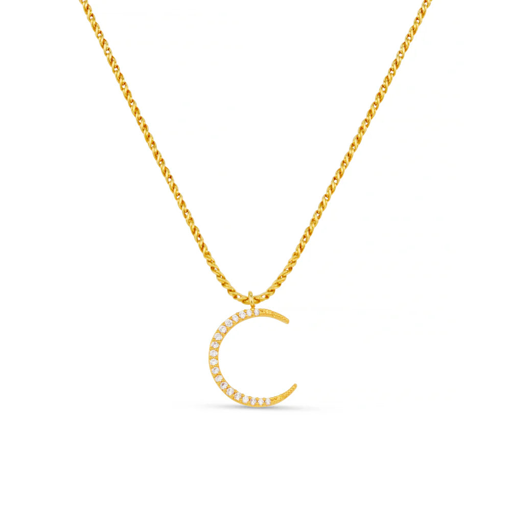 Orelia Pave Moon & Rope Chain Necklace