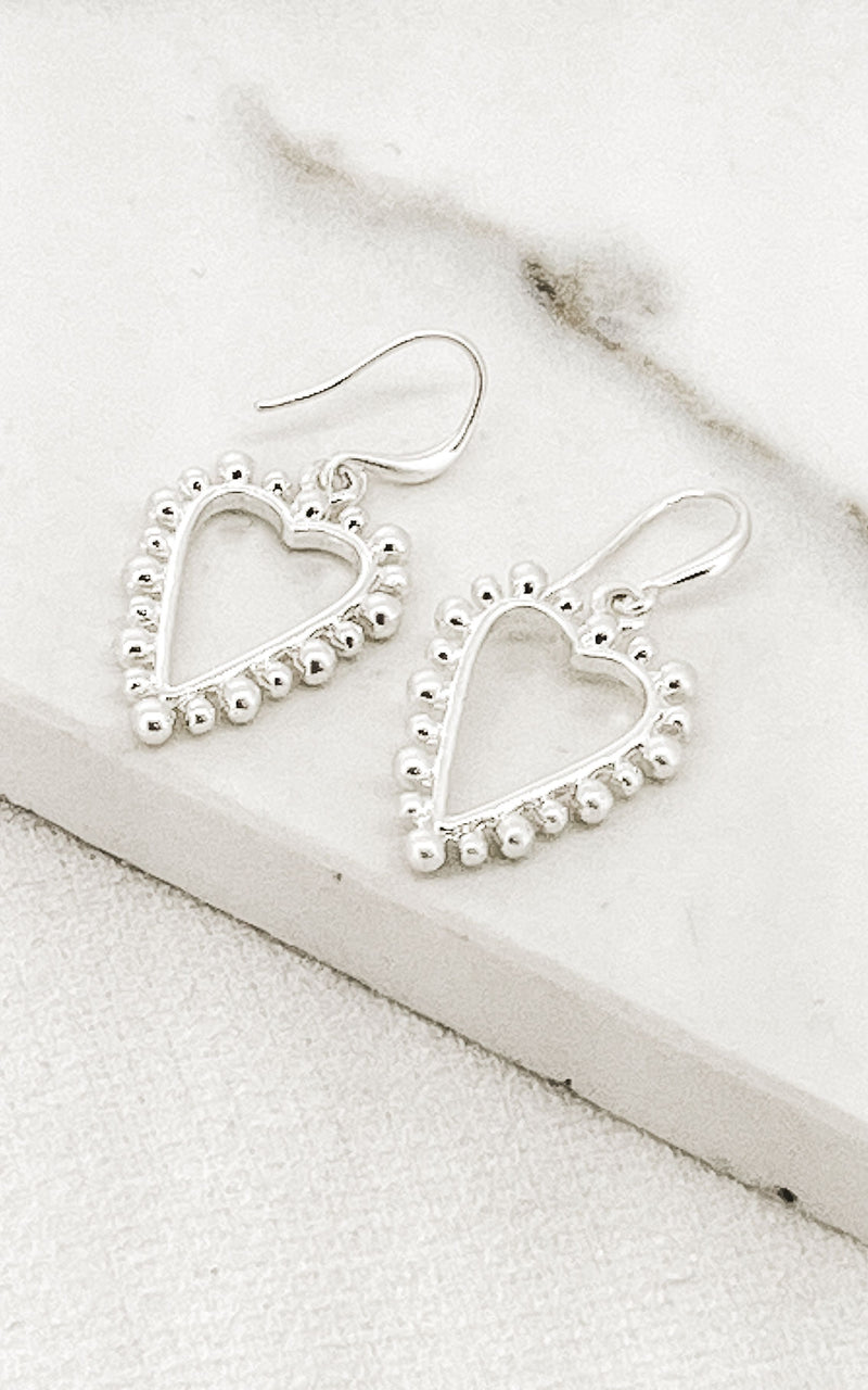 Envy Silver Heart & Bead Earrings