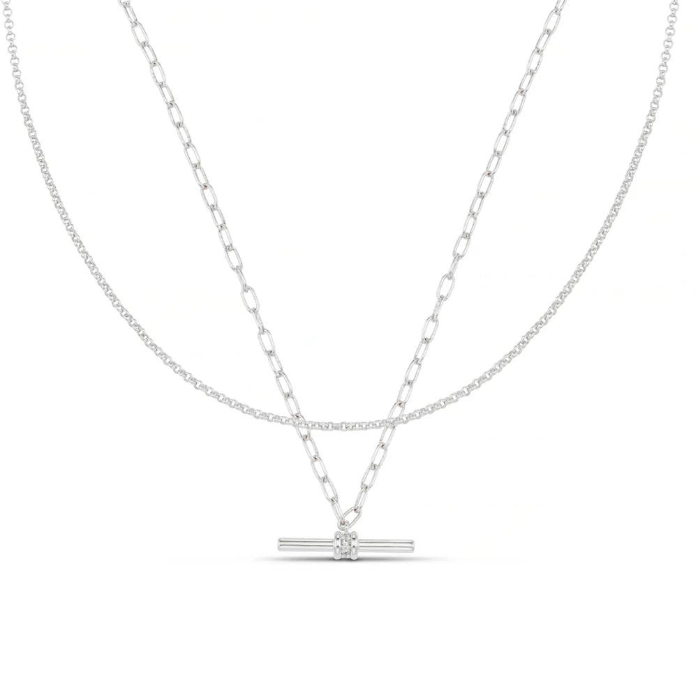 Orelia Crystal T-bar 2-Row Necklace