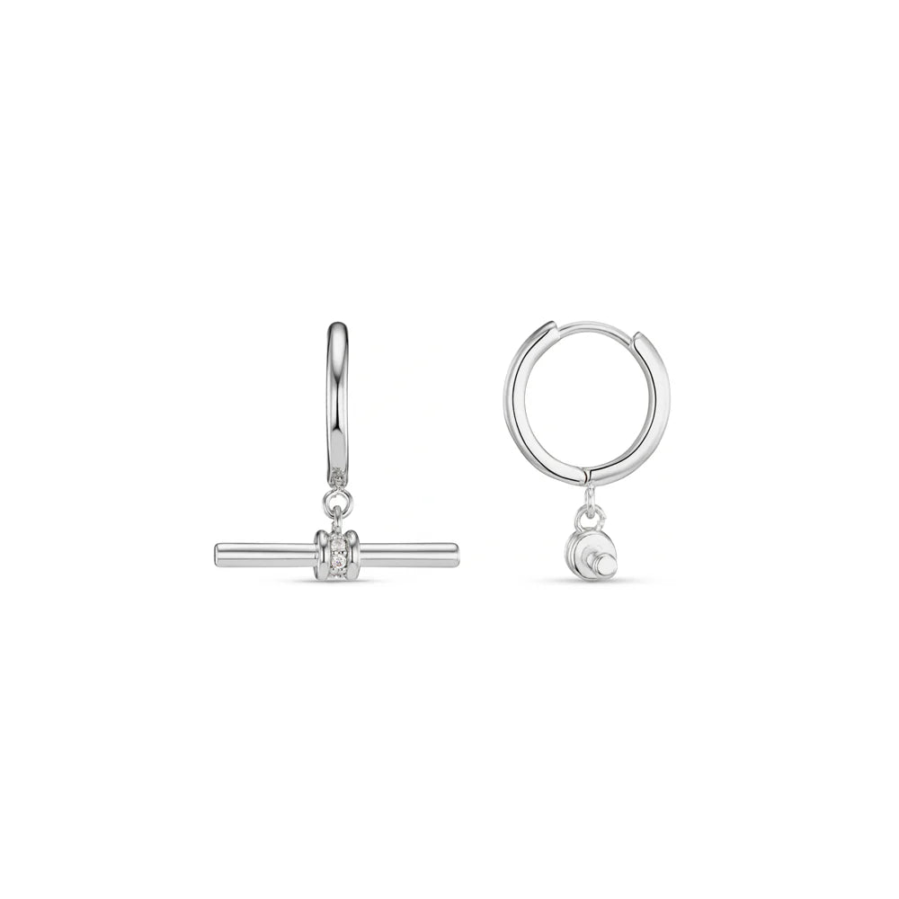 Orelia Crystal Detail T-Bar Hoops