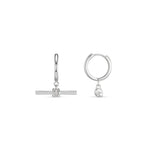 Orelia Crystal Detail T-Bar Hoops