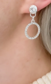 Envy Silver Diamante Hoop Stud Earrings