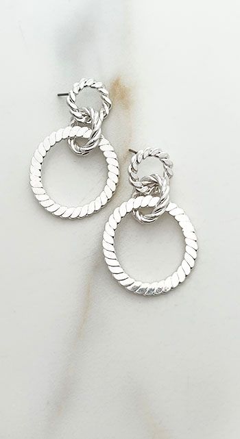 Envy Silver Twisted Triple Hoop Earrings