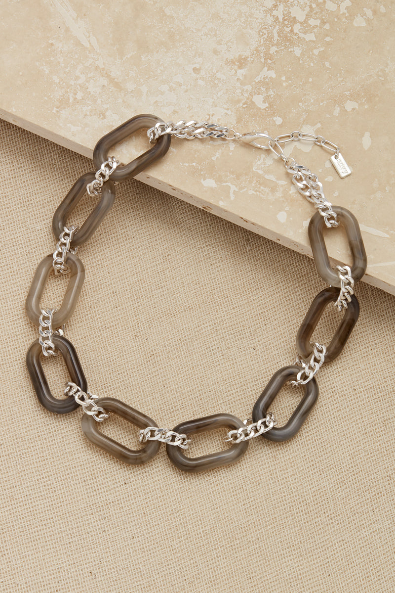 Envy Short Silver & Resin Link Necklace
