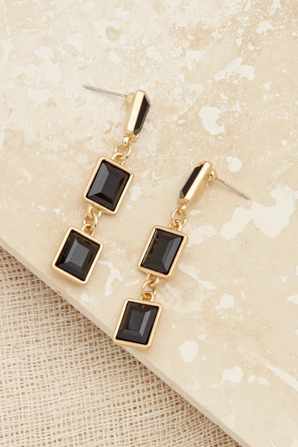 Gold 2025 rectangle earrings