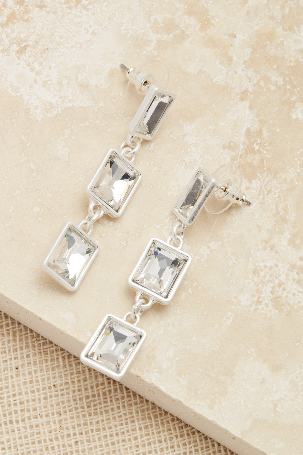 Envy Silver Rectangle Drop Earrings