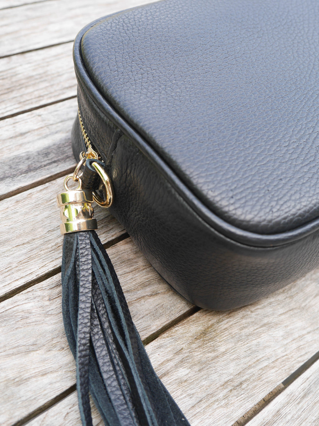 Cross Body Leather Bag Black