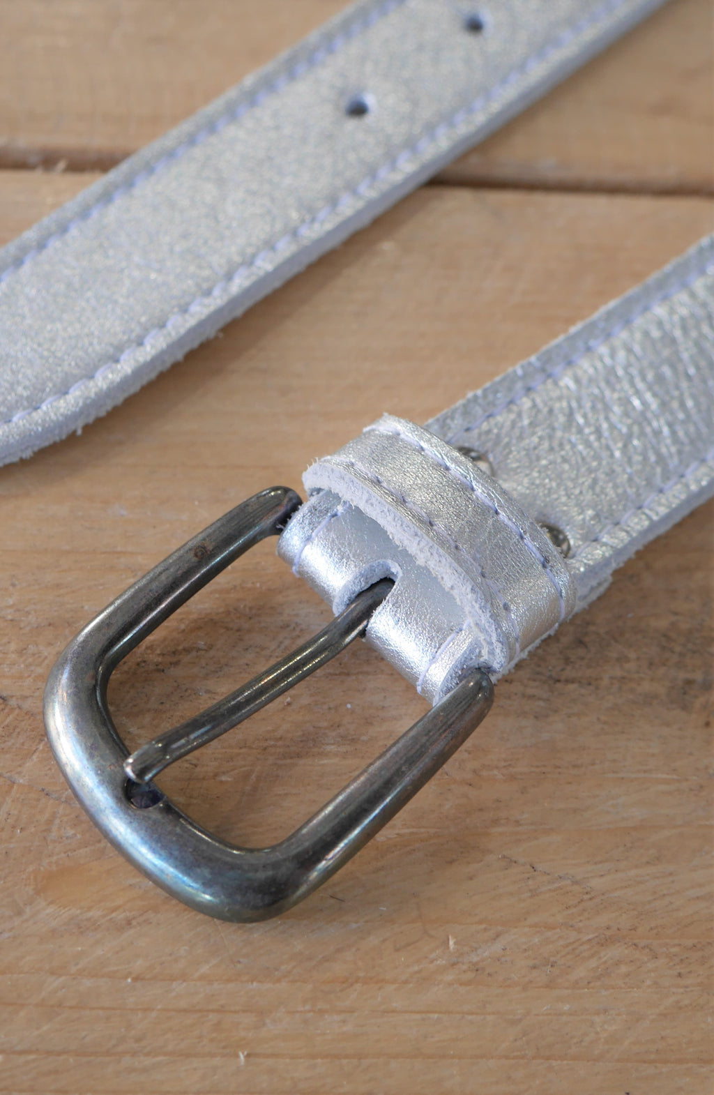 Silver Leather Belt