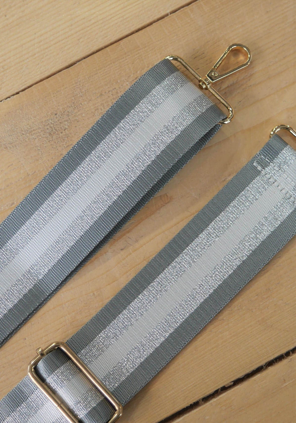 Grey and Silver Stripe Bag Strap