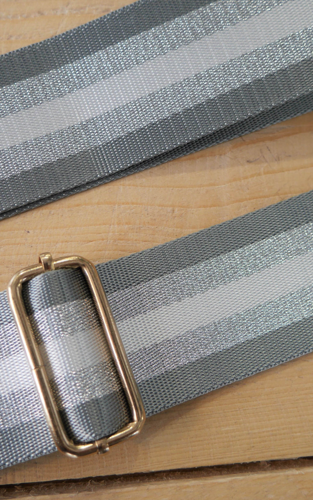 Grey and Silver Stripe Bag Strap