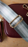 Grey and Silver Stripe Bag Strap