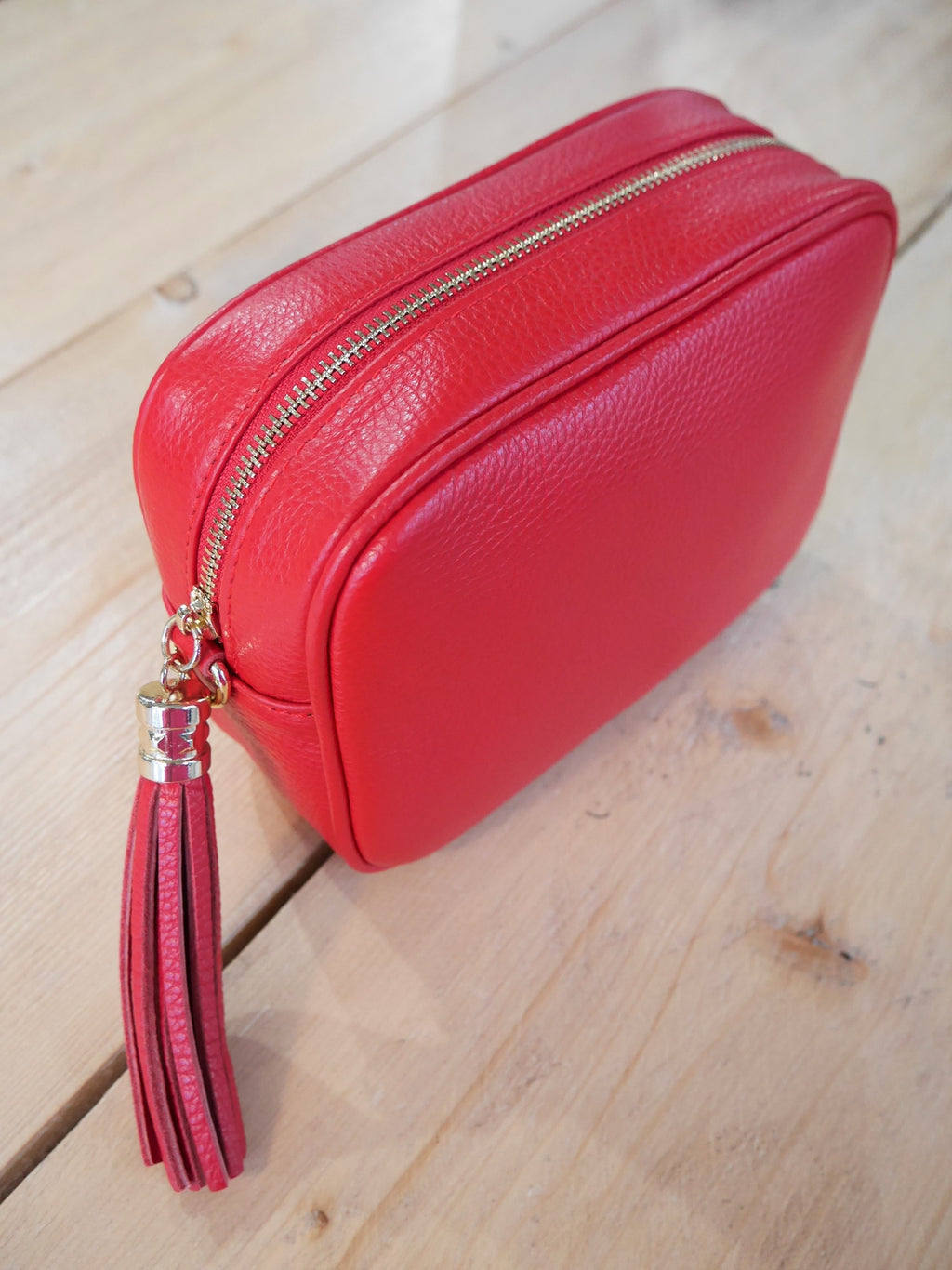 Cross Body Leather Bag Red
