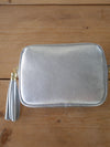Cross Body Leather Bag Silver