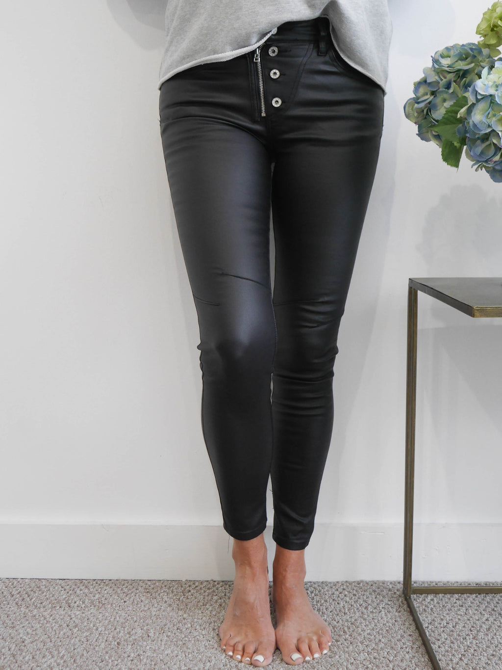 Melly & Co Black Coated Jeans