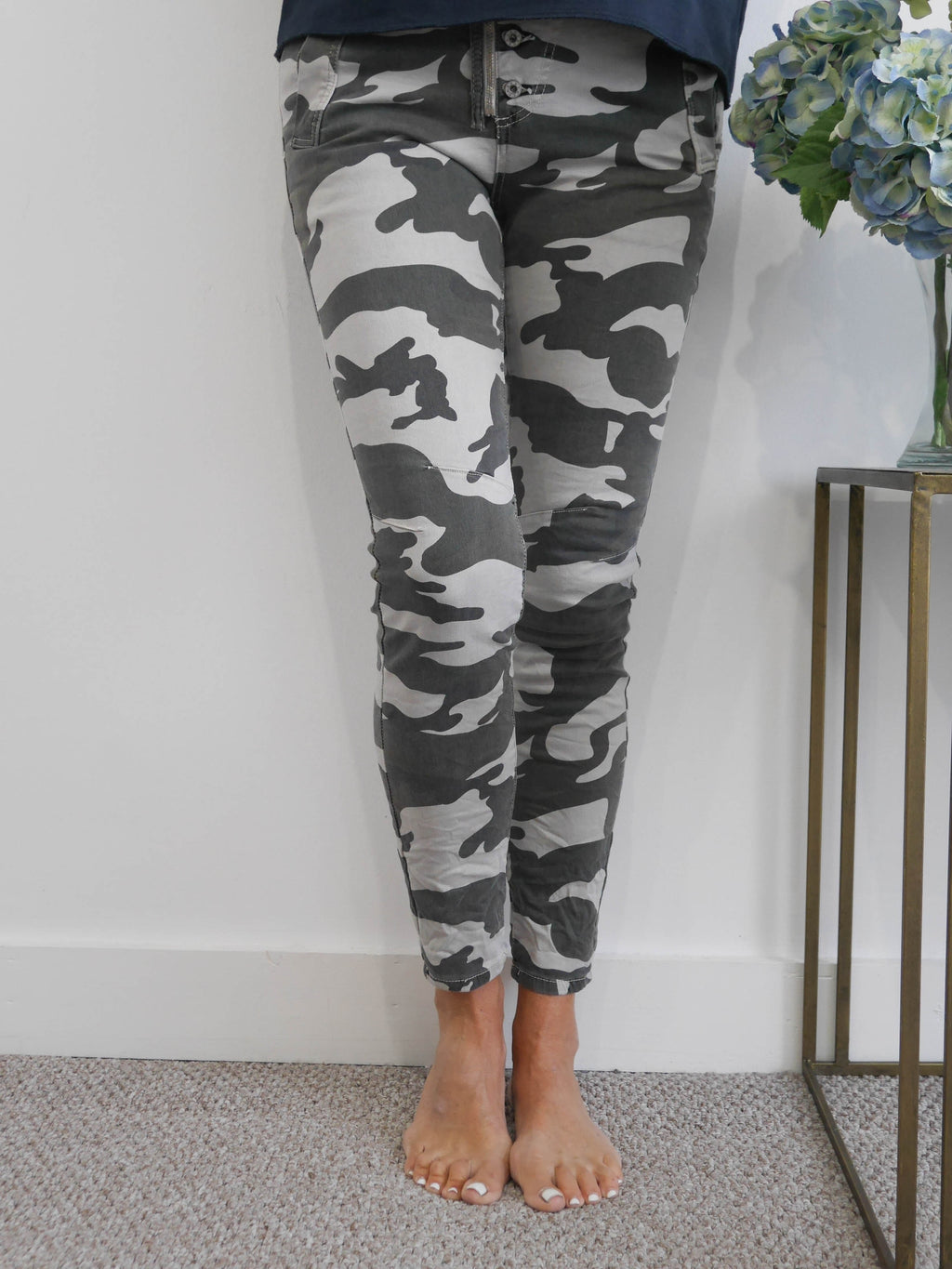 Melly & Co Grey Camouflage Detail Jeans