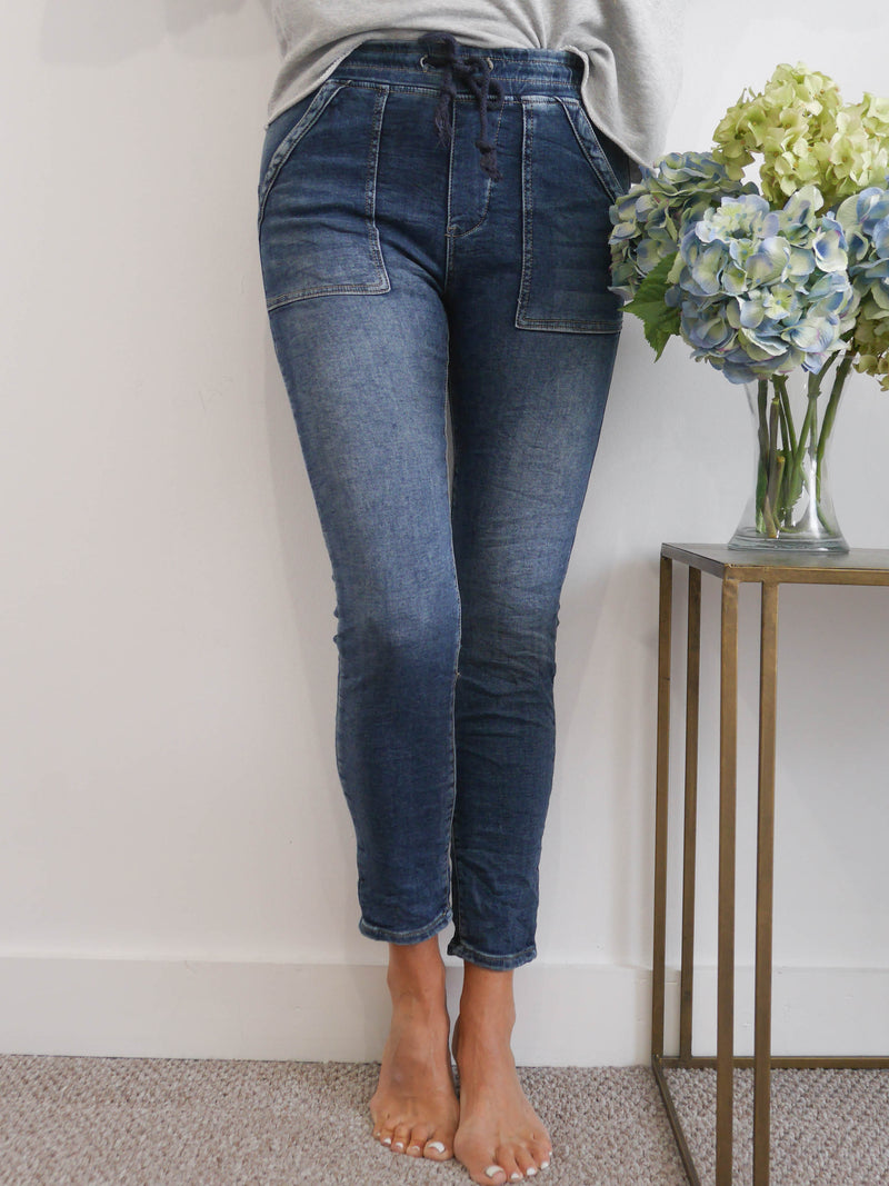 Melly & Co Denim Jogger with Square Pockets