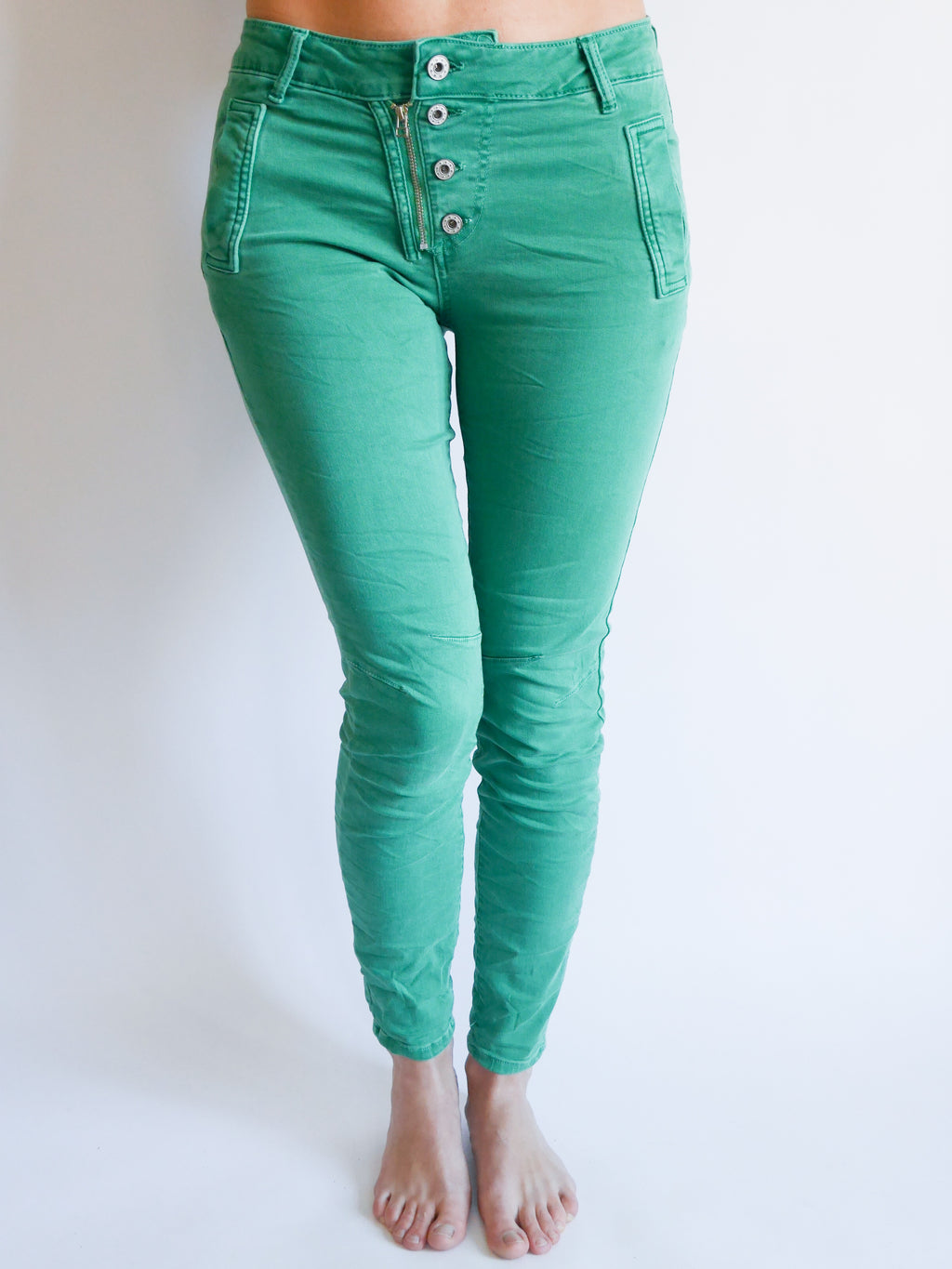 Melly & Co Emerald 4 Button Hole Detail Jeans