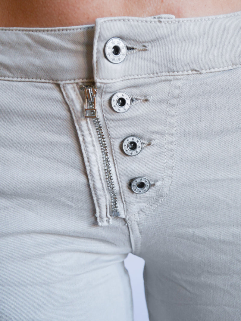 Melly & Co Stone 4 Button Hole Detail Jeans