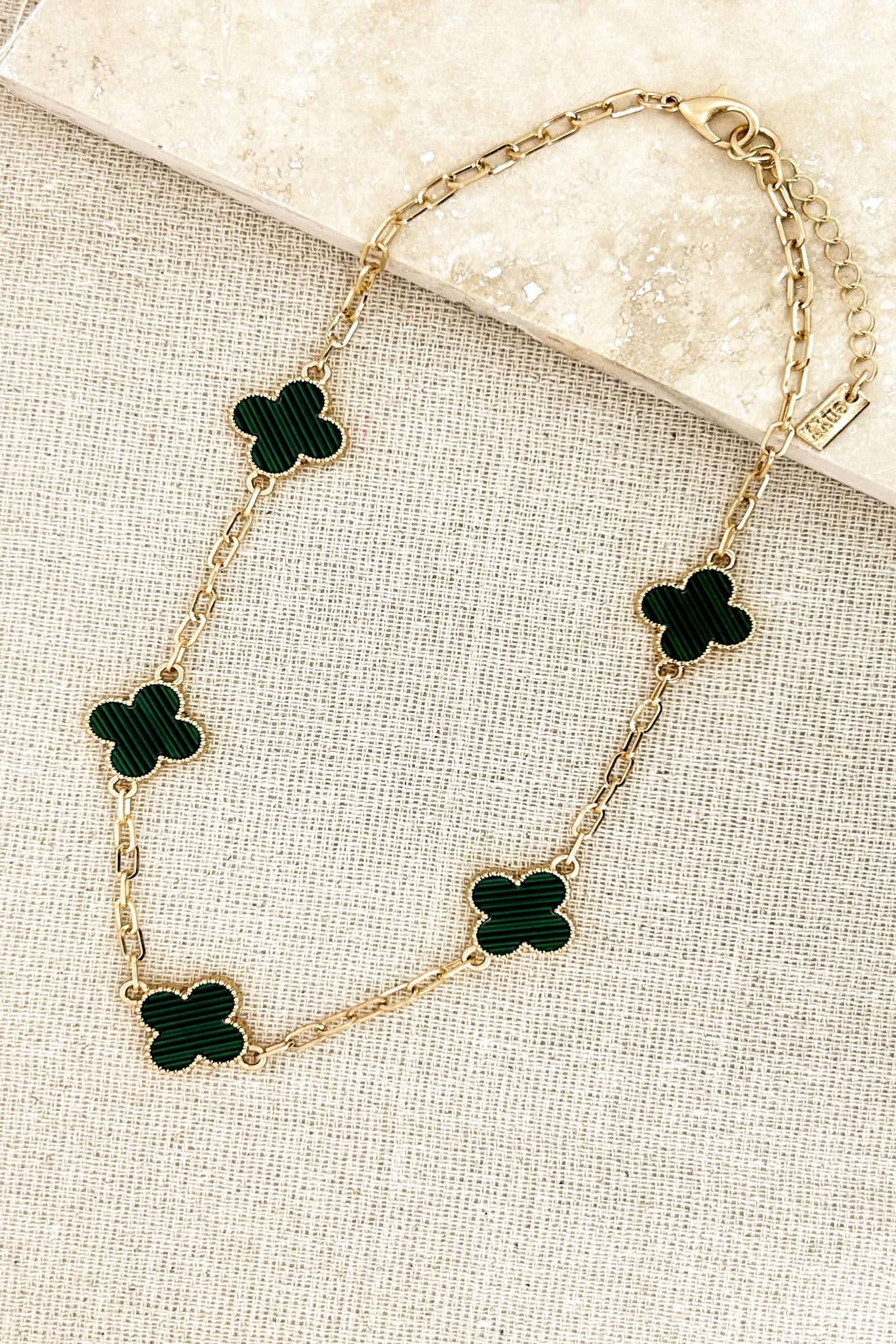 Envy Short Gold & Black Clover Necklace