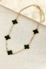 Envy Short Gold & Black Clover Necklace