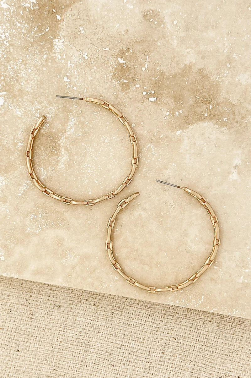 Envy Gold Chain Link Hoop Earrings