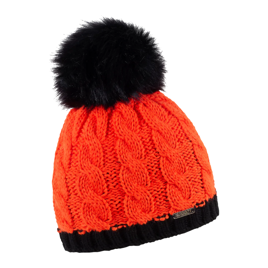 Andrea Neon Orange Faux Fur Beanie Hat