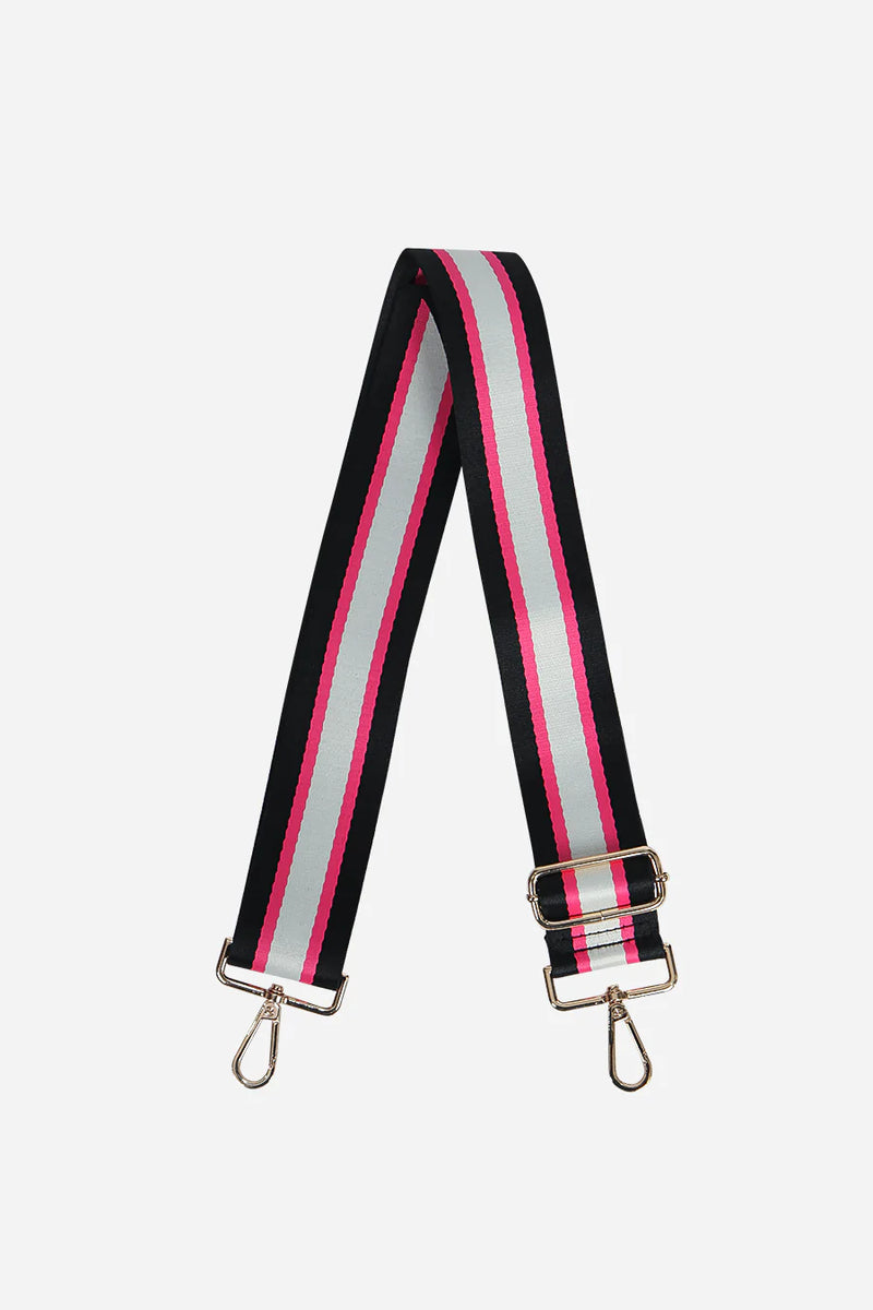 Fuchsia & Black Stripe Bag Strap