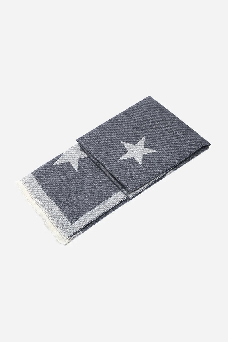 Grey Star Print Blanket Scarf