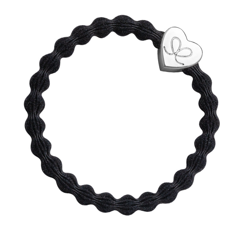 Silver Heart Black Hair Band