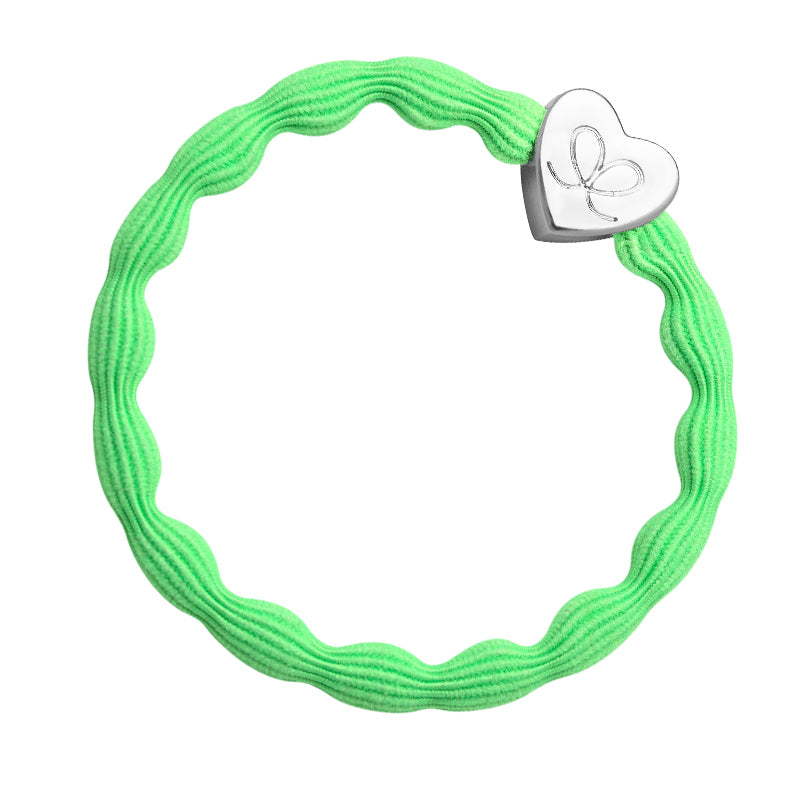 Silver Heart Neon Lime Charm Hair Band