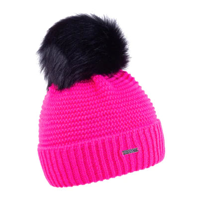 Eva Krazi Neon Pink Faux Fur Beanie Hat