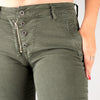 Melly & Co Forest Green 4 Button Hole Detail Jeans