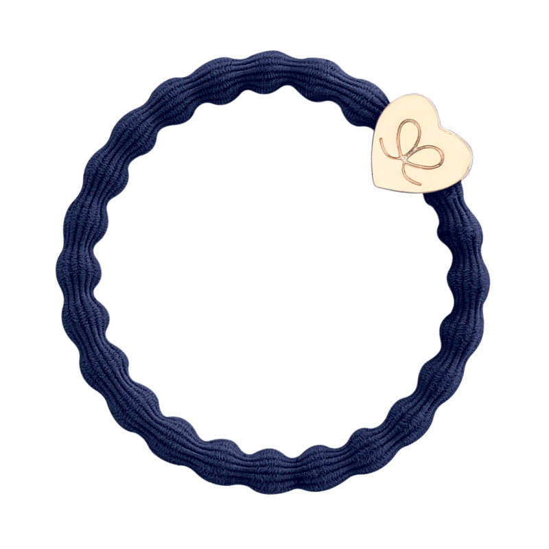 Gold Heart Navy Charm Hair Band