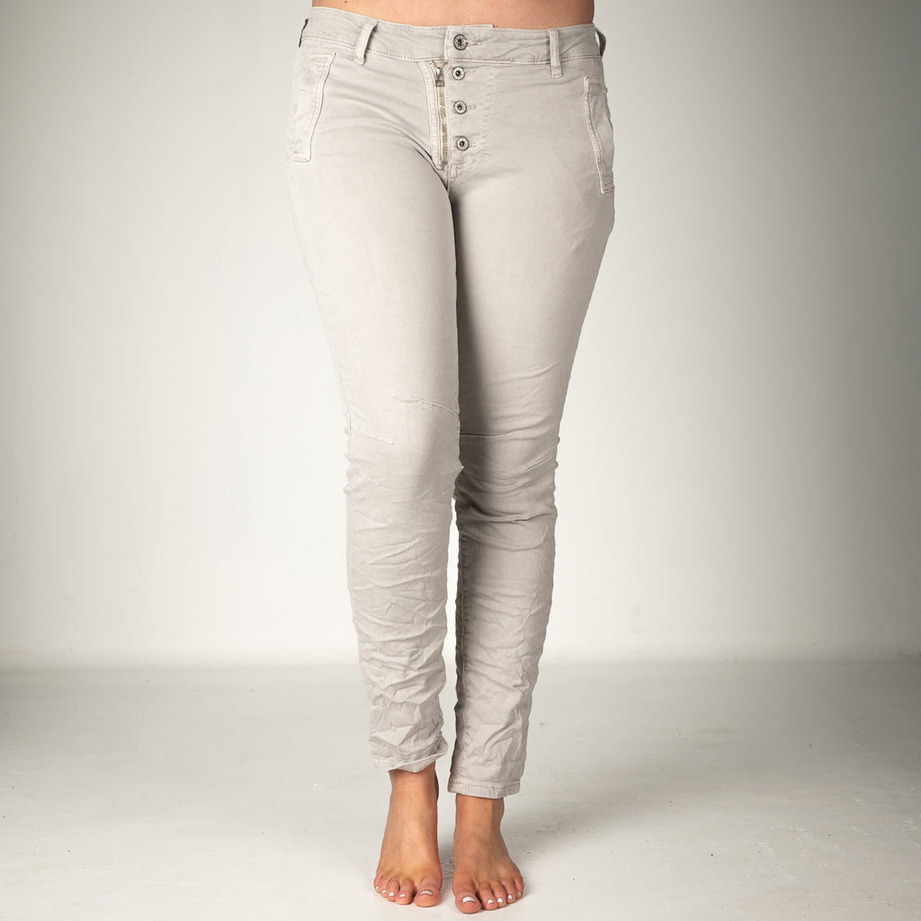 Melly & Co Light Grey 4 Button Hole Detail Jeans