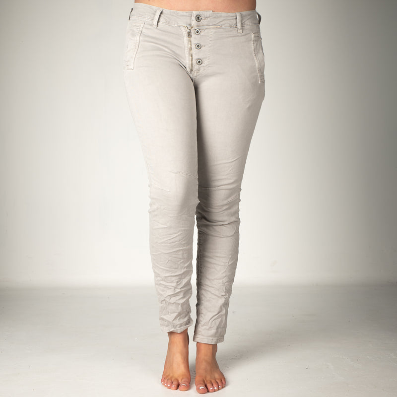 Melly & Co Light Grey 4 Button Hole Detail Jeans