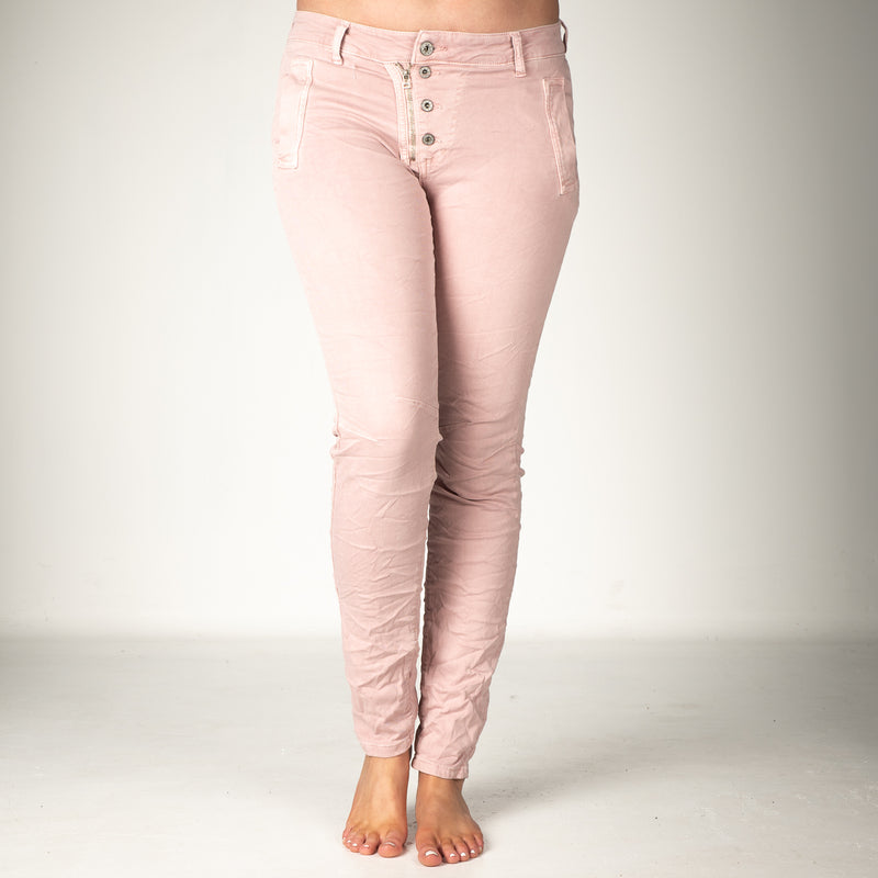 Melly & Co Pink 4 Button Hole Detail Jeans