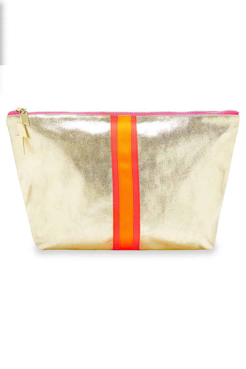 Gold Luck Stripe Make Up Bag