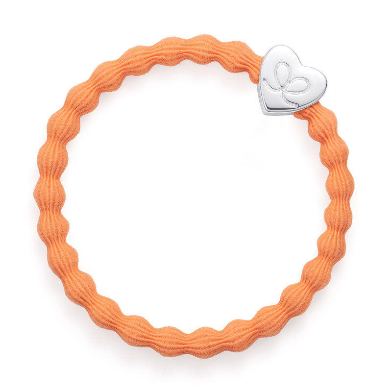 Silver Heart Neon Orange Charm Hair Band