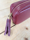 Cross Body Leather Bag Dark Red