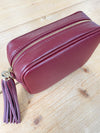 Cross Body Leather Bag Dark Red