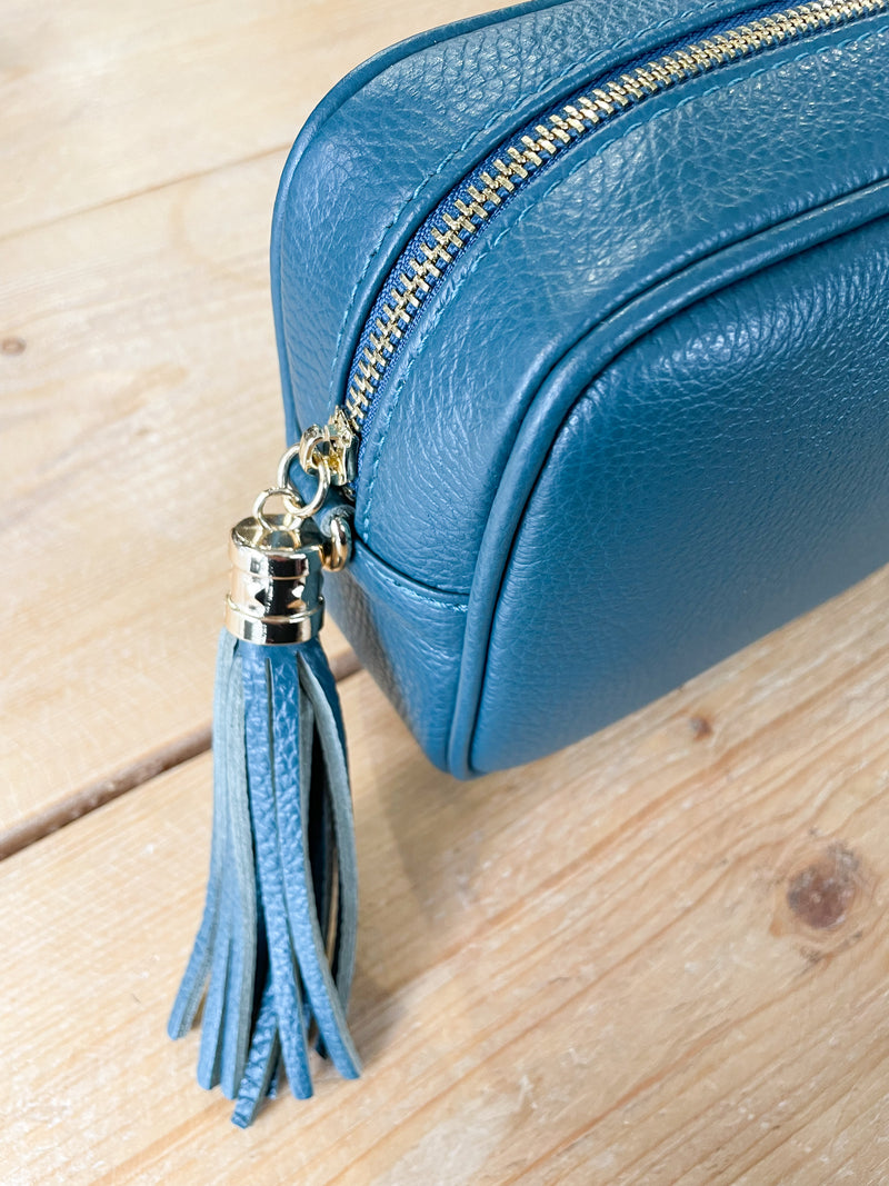 Cross Body Leather Bag Teal